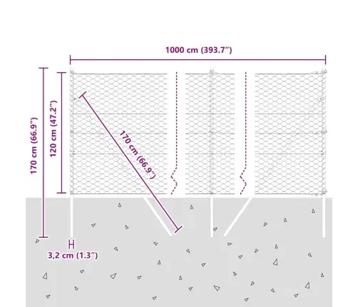 Aed Koos Postidega Hall 1.2 X 10 M Pvc Kaetud Teras