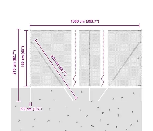 Aed Koos Postidega Hall 1.6 X 10 M Pvc Kaetud Teras