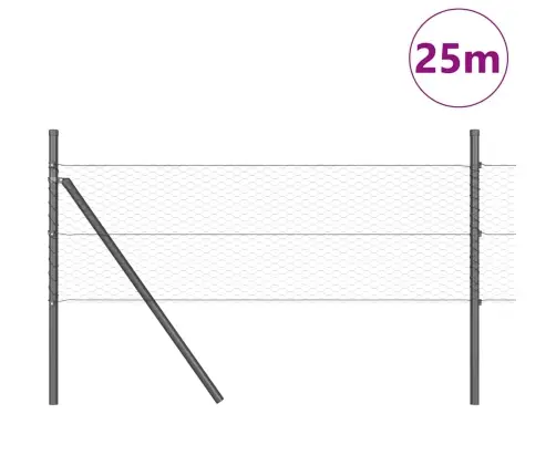 Heksagona Žogs Pelēks 0,4X25 M Tērauds Vidaxl