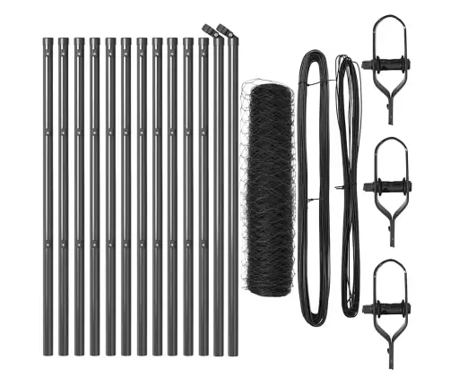 Tvora Su Stulpais Pilka 0.4 X 25 M Pvc Dengtas Plienas