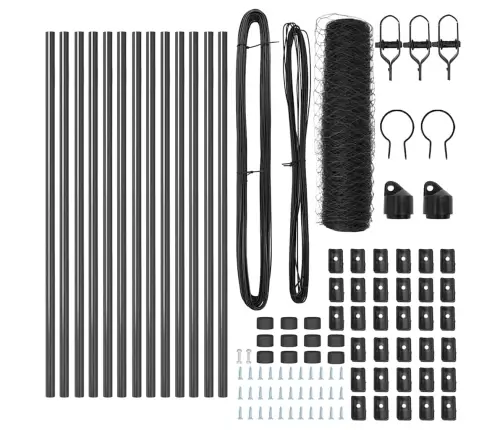 Tvora Su Stulpais Pilka 0.4 X 25 M Pvc Dengtas Plienas