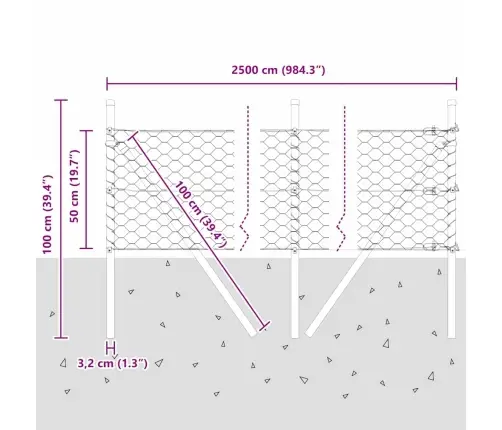 Aed Koos Postidega Hall 0.5 X 25 M Pvc Kaetud Teras