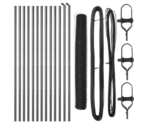 Sešstūra Žogs Ar 13 Stabiem Pelēks 1X25 M Cinkots Tērauds Vidaxl