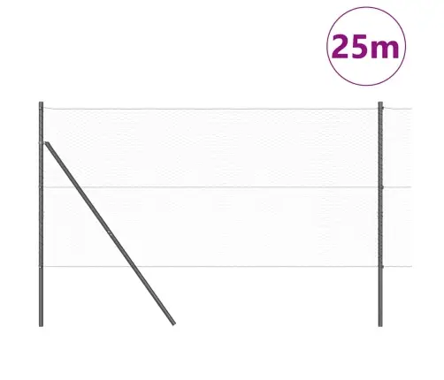 Tvora Su Stulpais Pilka 1.2 X 25 M Pvc Dengtas Plienas