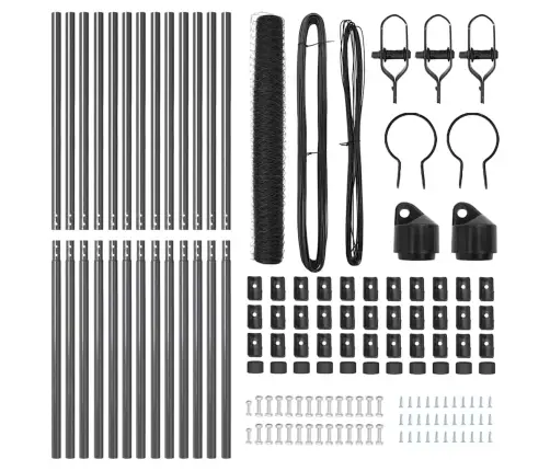 Tvora Su Stulpais Pilka 1.2 X 25 M Pvc Dengtas Plienas