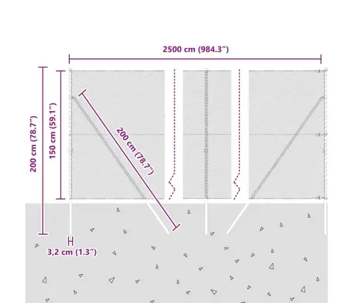 Žogu Komplekts 2 Gb. Pelēks Metāls 25 X 1.5 Metri Vidaxl