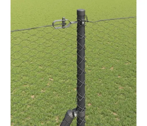 Tvora Su Stulpais Pilka 1.5 X 25 M Pvc Dengtas Plienas