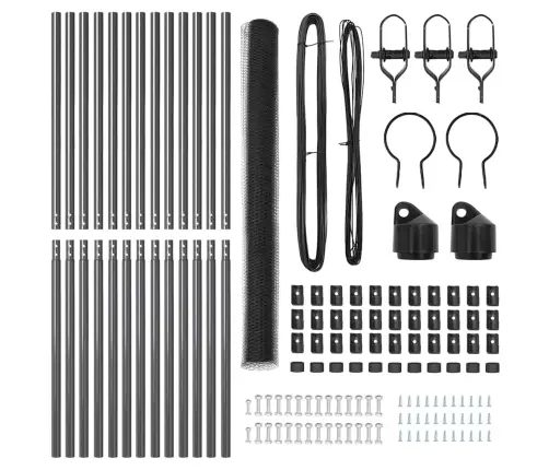 Tvora Su Stulpais Pilka 1.5 X 25 M Pvc Dengtas Plienas