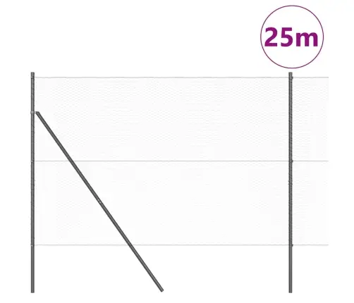 Tvora Su Stulpais Pilka 1.5 X 25 M Pvc Dengtas Plienas