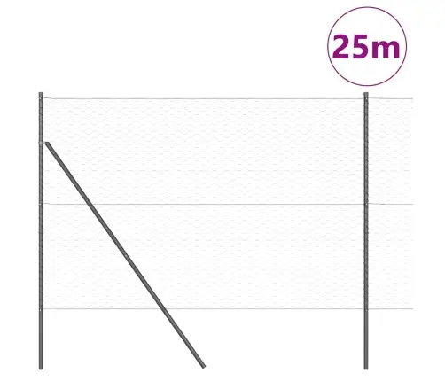 Žogu Komplekts 2 Gabali Pelēks Cinkots Tērauds 25M X 1.5M Vidaxl