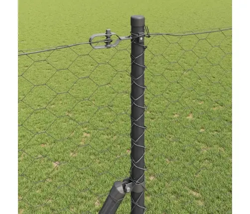 Tvora Su Stulpais Pilka 1.6 X 25 M Pvc Dengtas Plienas