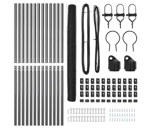 Tvora Su Stulpais Pilka 1.6 X 25 M Pvc Dengtas Plienas