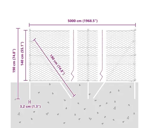 Aiapost Hall 50 X 1,4 M (50 Mm Võrk) Terased Ja Pvc