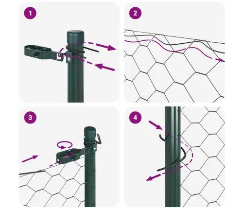 Tvora Su Stulpais Pilka 0.4 X 100 M Pvc Dengtas Plienas