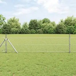 Žogs Ar Stabiem. Sudraba 0.8 X 10 M Pvc Pārklāts Tērauds Vidaxl