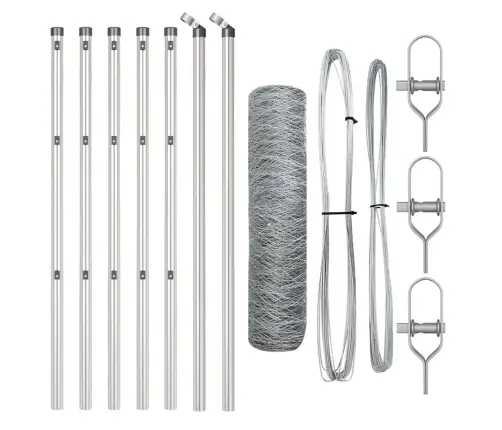 Aed Koos Postidega Hõbedane 0.8 X 10 M Pvc Kaetud Teras