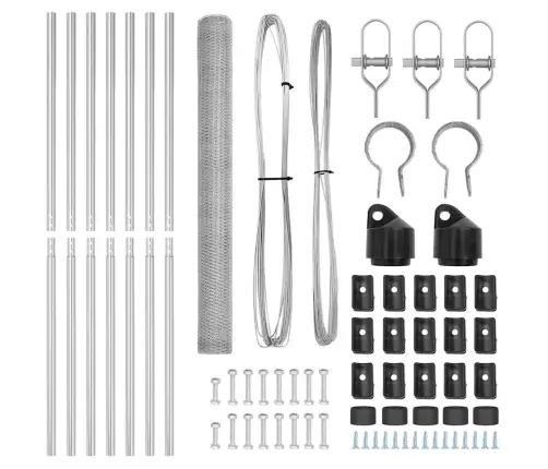 Tvora Su Stulpais Sidabro 1.5 X 10 M Pvc Dengtas Plienas Tvora Su Stulpais Sidabro 1.5 X 10 M Pvc Dengtas Plienas