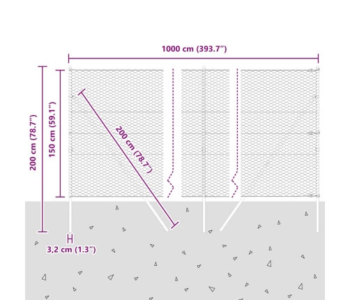 Aed Koos Postidega Hõbedane 1.5 X 10 M Pvc Kaetud Teras