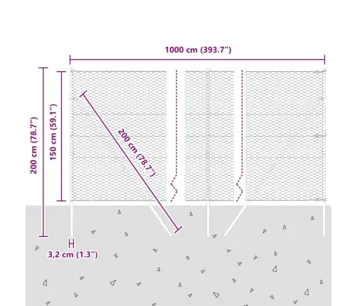 Sešstūrains Žogs 1.5X10 M Galvanizēts Tērauds Vidaxl