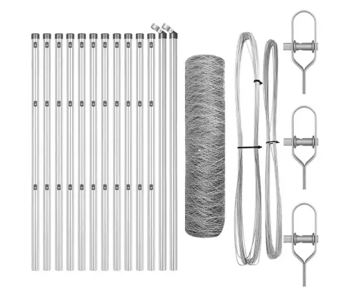 Aed Koos Postidega Hõbedane 0.4 X 25 M Pvc Kaetud Teras