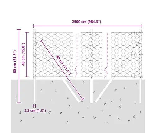 Vidaxl Hexagona Žogs 0.4X25 M Galvanizēts Tērauds