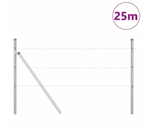 Tvora Su Stulpais Sidabro 0.5 X 25 M Pvc Dengtas Plienas