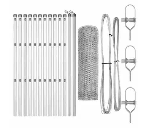 Tvora Su Stulpais Sidabro 0.8 X 25 M Pvc Dengtas Plienas