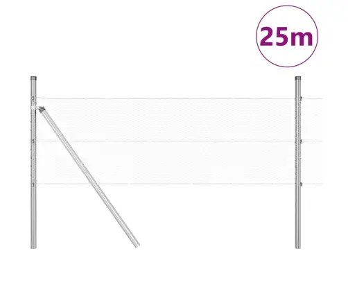 Tvora Su Stulpais Sidabro 0.8 X 25 M Pvc Dengtas Plienas