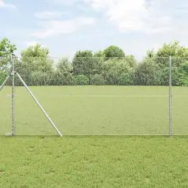 Žogs Ar Stabiem. Sudraba 1 X 25 M Pvc Pārklāts Tērauds Vidaxl