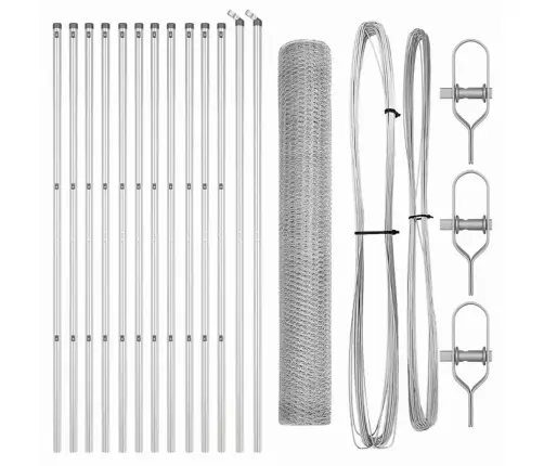 Aed Koos Postidega Hõbedane 1 X 25 M Pvc Kaetud Teras