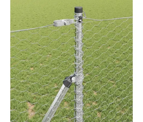 Hexagona Žogs Ar 13 Stabiem Sudraba 1X25 M Cinkots Tērauds Vidaxl