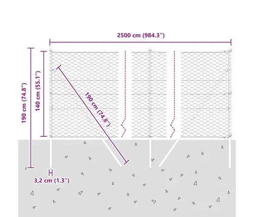 Sešstūra Žogs 1.4X25 M Cinkots Tērauds Vidaxl