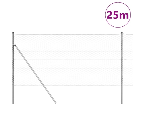 Aed Koos Postidega Hõbedane 1.4 X 25 M Pvc Kaetud Teras