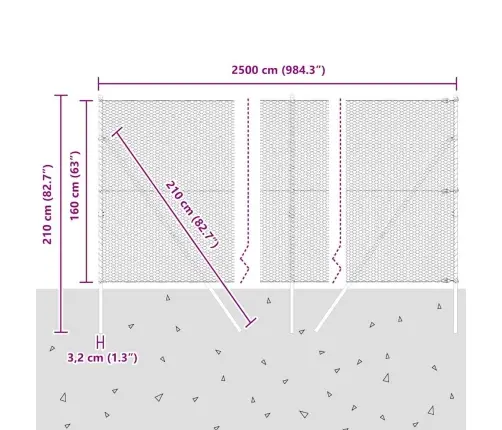 Hexagona Žogs 1.6X25 M Cinkots Tērauds Vidaxl