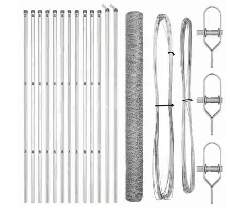 Aed Koos Postidega Hõbedane 1.6 X 25 M Pvc Kaetud Teras
