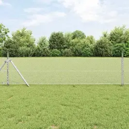 Žogs Ar Stabiem. Sudraba 0.5 X 50 M Pvc Pārklāts Tērauds Vidaxl