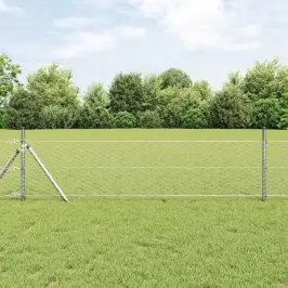 Žogs Ar Stabiem. Sudraba 0.5 X 50 M Pvc Pārklāts Tērauds Vidaxl