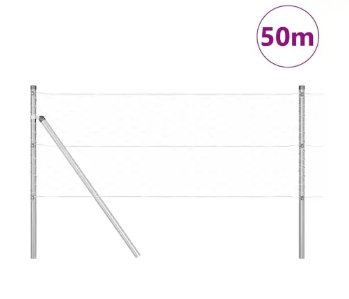 Tvora Su Stulpais Sidabro 0.6 X 50 M Pvc Dengtas Plienas