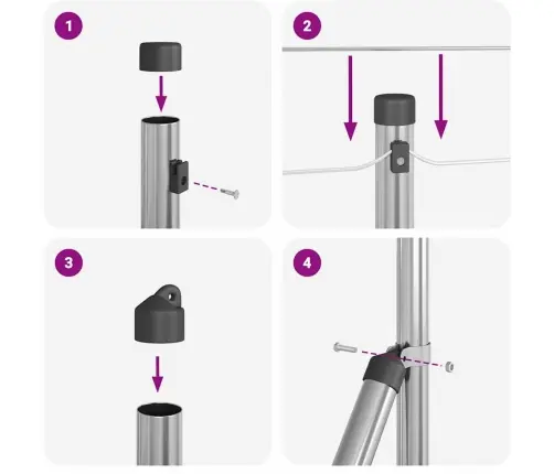Tvora Su Stulpais Sidabro 0.8 X 50 M Pvc Dengtas Plienas