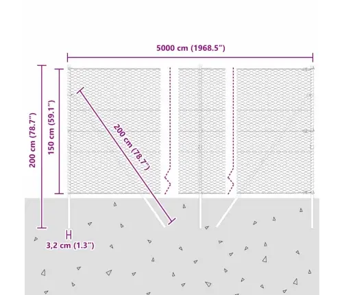 Aed Koos Postidega Hõbedane 1.5 X 50 M Pvc Kaetud Teras