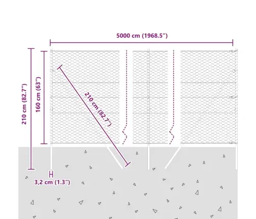 Aed Koos Postidega Hõbedane 1.6 X 50 M Pvc Kaetud Teras
