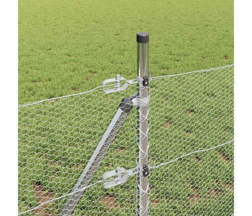 Tvora Su Stulpais Sidabro 0.5 X 100 M Pvc Dengtas Plienas
