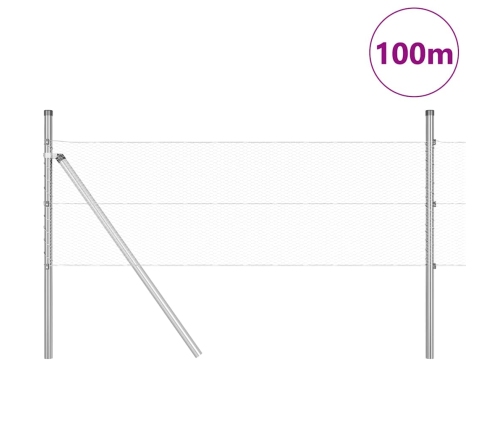 Tvora Su Stulpais Sidabro 0.5 X 100 M Pvc Dengtas Plienas