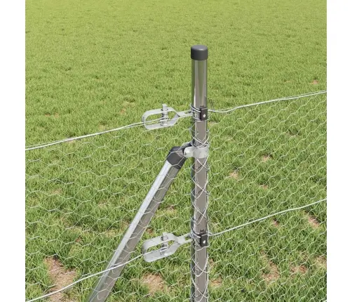 Aed Koos Postidega Hõbedane 0.6 X 100 M Pvc Kaetud Teras