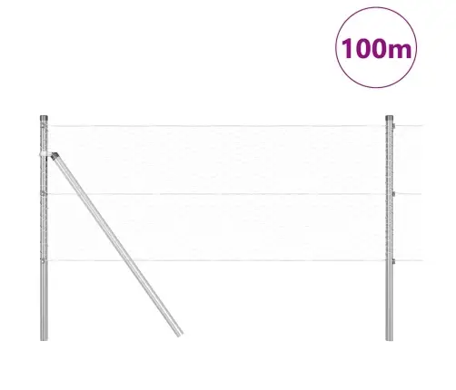 Aed Koos Postidega Hõbedane 0.6 X 100 M Pvc Kaetud Teras