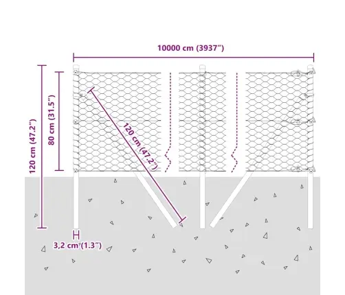 Heksagona Žogs 0.8X100 M Galvanizēts Tērauds Vidaxl