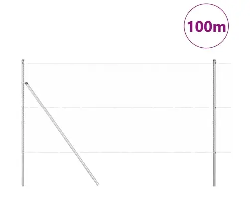 Žogs Ar Stabiem. Sudraba 1 X 100 M Pvc Pārklāts Tērauds Vidaxl