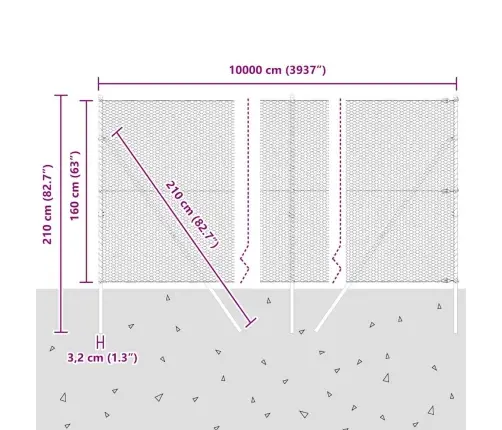 Sešstūra Žogs 1.6X100 M Cinkots Tērauds Vidaxl