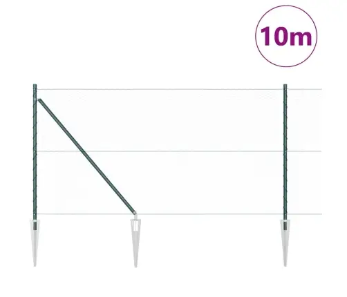 Sešstūru Žogs Zaļš 1X10 M Tērauds Vidaxl