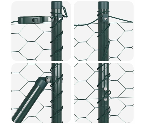 Tvora Su Stulpais Žalia 1.5 X 10 M Pvc Dengtas Plienas